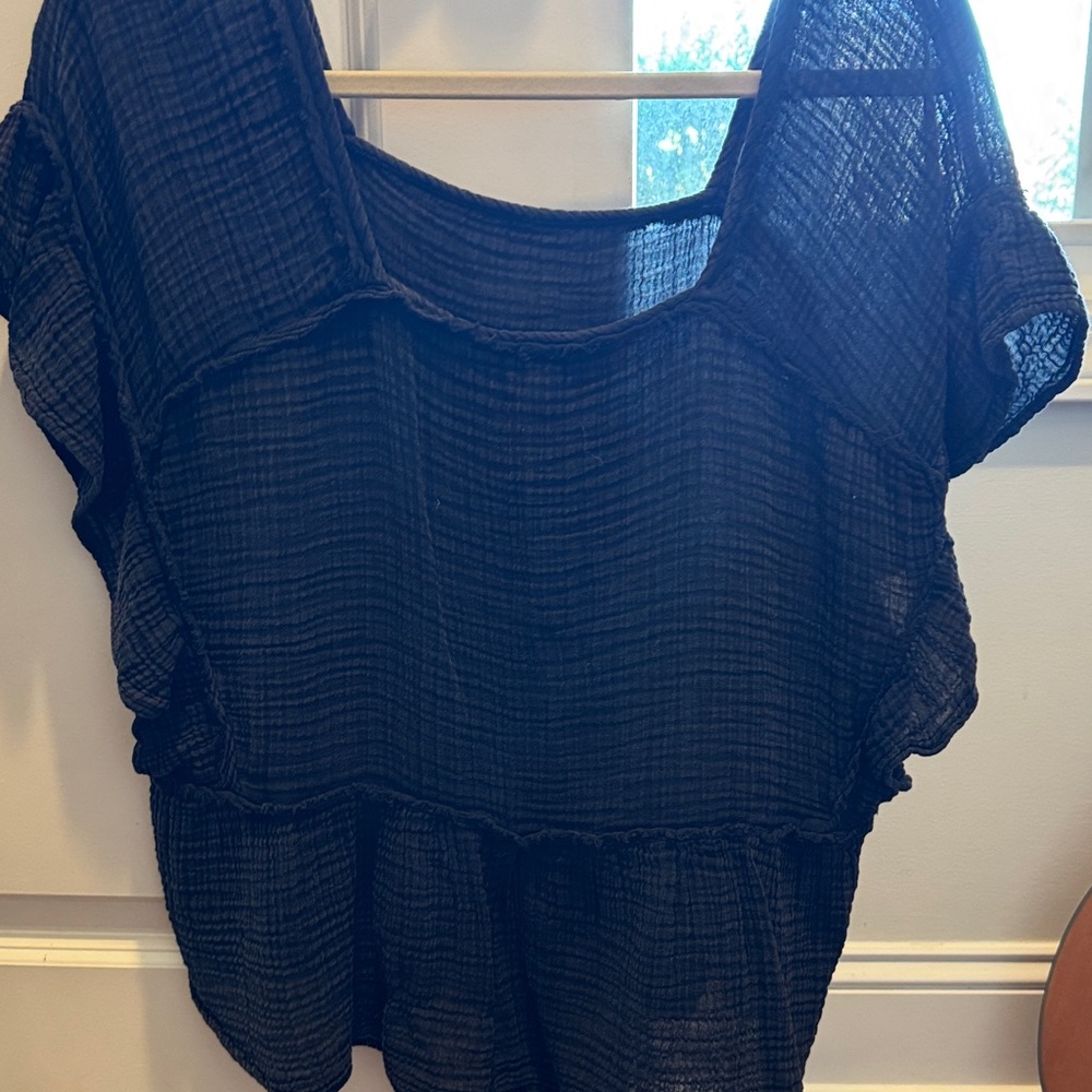 Anthropologie Black Textured Blouse